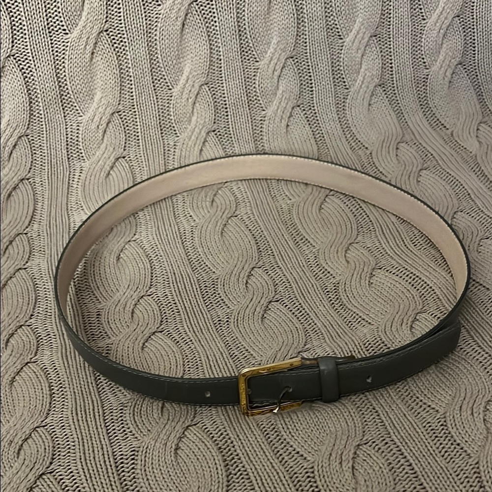 Dior Gray Leather Belt with Gold Buckle - Picture 2 of 3